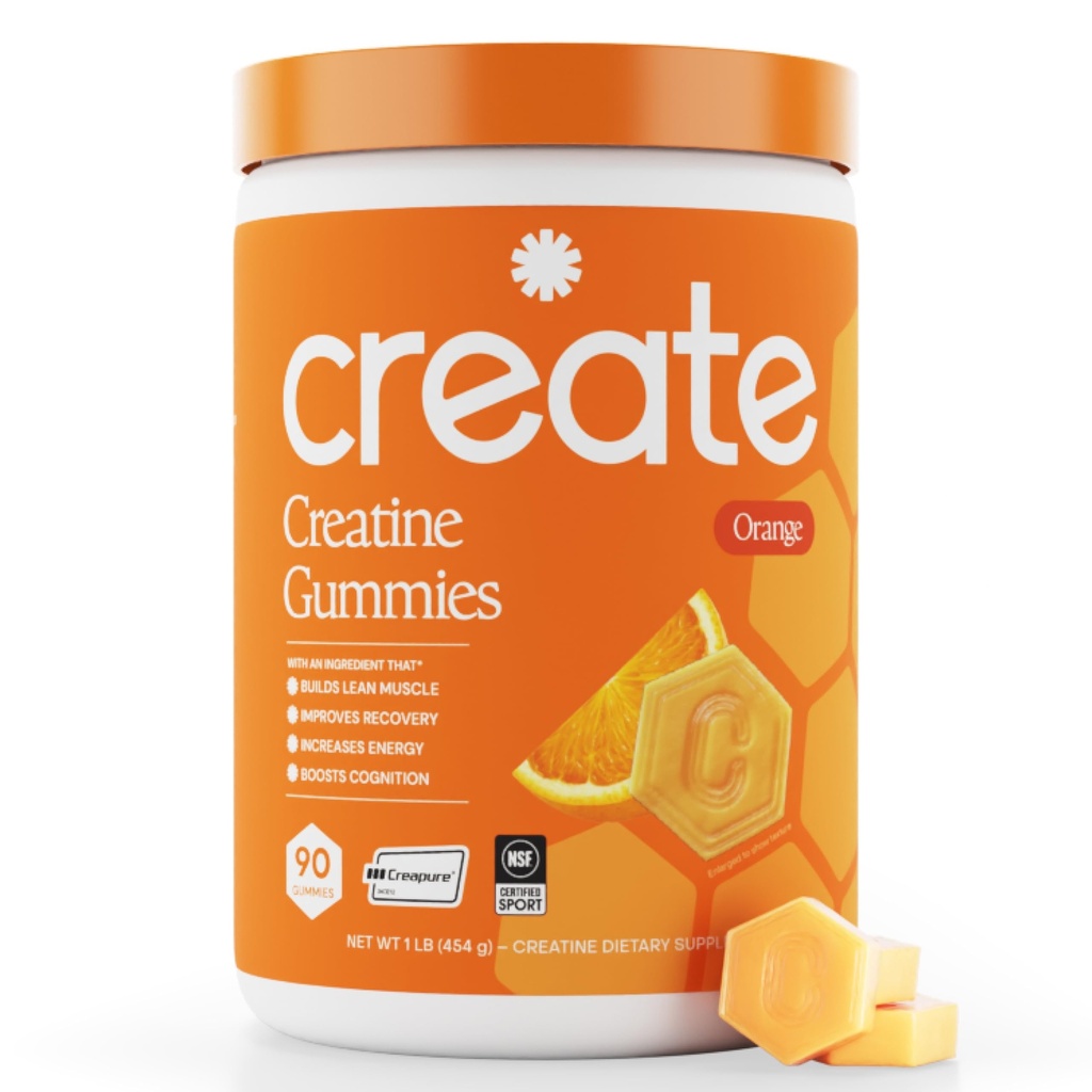 צור Creatine Monohydrate חניכיים עבור גברים ונשים, Boost Focus, כוח ו אנדורנס, Anti-Melting פורמולה, טבעוני, Gluten-Free, non-GMO, 1.5 גרם של קריטין לחניכיים (Orange, 90 ct)