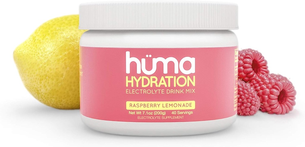 HUMA CHIA hydrotion Drink, Raspberryade 40 משרתים - Low Calorie, High Electrolyte אבקה - 100% טבעי, 1g Sugar, 10 Cal Cal Cal.