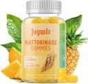 Nattokinase Gummies 12,000 FU, Serrapeptase Gummies 360,000 SPU Enzyme תוספת עם Bromelain Papain & Inulin עבור Circulatory, Gut, תמיכה עיכול, טבעוני, לא GMO, 60 הרוזן