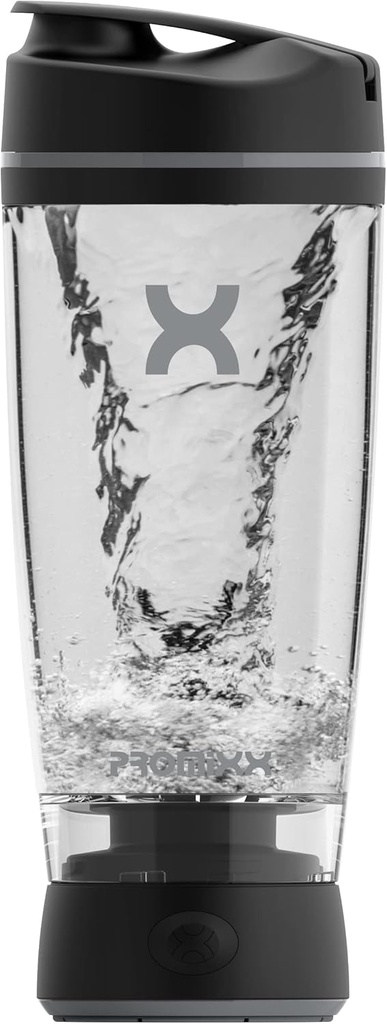 Promixx המקורי Shakerבק - סוללה מופעלת עבור שקיות חלבון Smooth - BPA חינם, 20oz גביע (שחור)