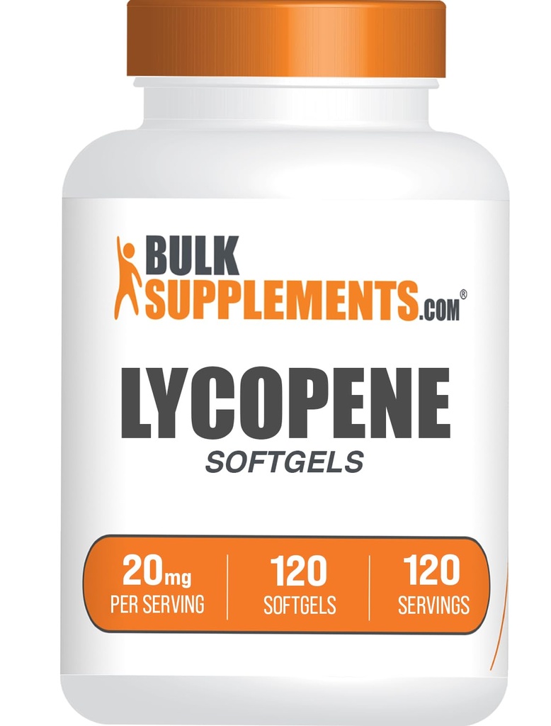 BulkSupplements.com Lycopene Softgels - Lycopene תוסף, Antioxidants תוסף - Gluten Free, 1 Softgel לכל משרת (20 מ"ג), 120 Softgels (Pack of 1)