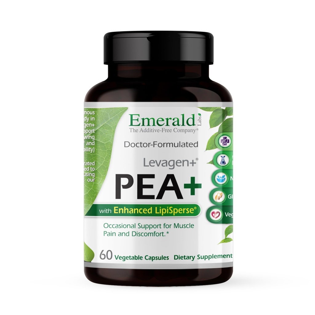 מעבדות Emerald Pea+ עם Levagen+ - תמיכה Joint & שריר בריאות עם Meriva Curcumin, OptiMSM & Levagen+ Pea * - Non-GMO, טבעוני, Gluten-Free - 60 קפסולות ירקות