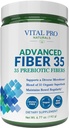 Vital Pro Naturals - Advanced סיבים 35 אבקה תוספת לתמיכה תזונתית ו- Occasional Constipation עם 35 סיבים פרביוטיים ו-35 מזון אורגני עבור Bowel סדירות, 6.77 oz