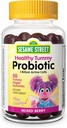 Webber Naturals Sesame Street Healthy Tummy Probiotics לילדים, 1 מיליארד תאים פעילים לחניכיים, 50 מסטיקנים, לבריאות העיכול, חינם של Gluten, חלב, בוטנים & Gelatin, טבעוני טבעוני
