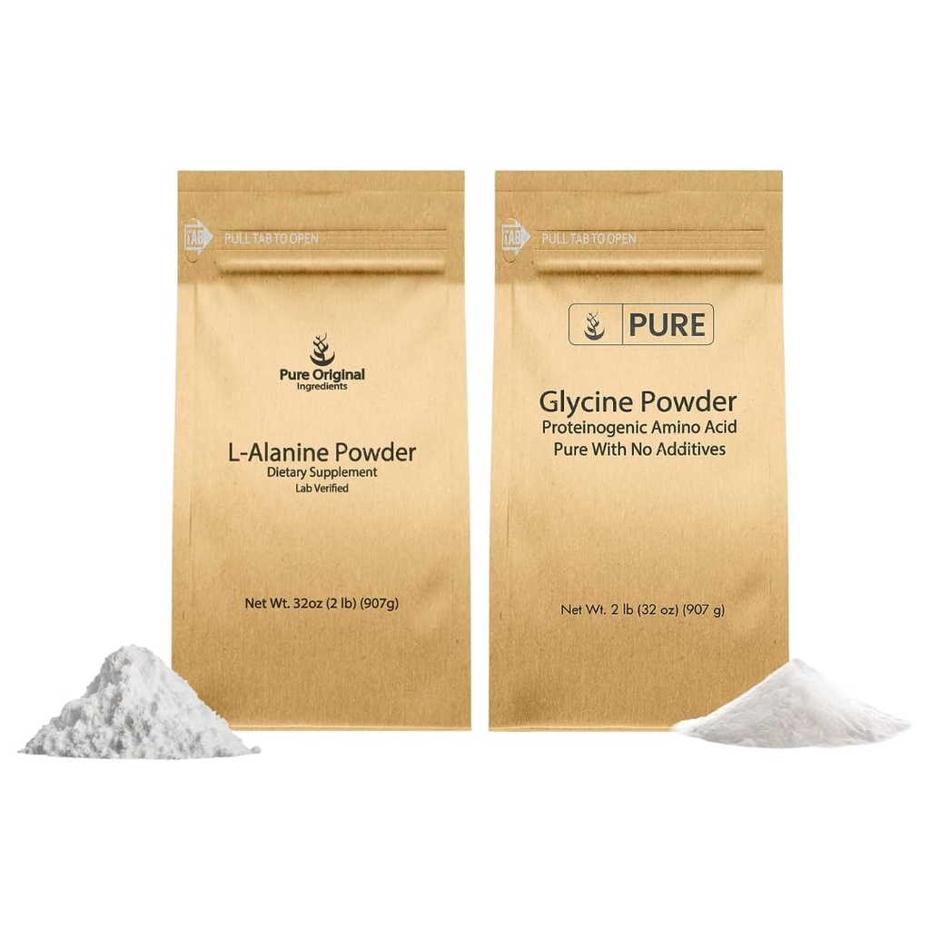 אבקת OrIGINAL INGREDIENTS L-Alanine & Glycine אבקת Bundle (2 lb כל), אבקת תוסף, Pure & Undiluted