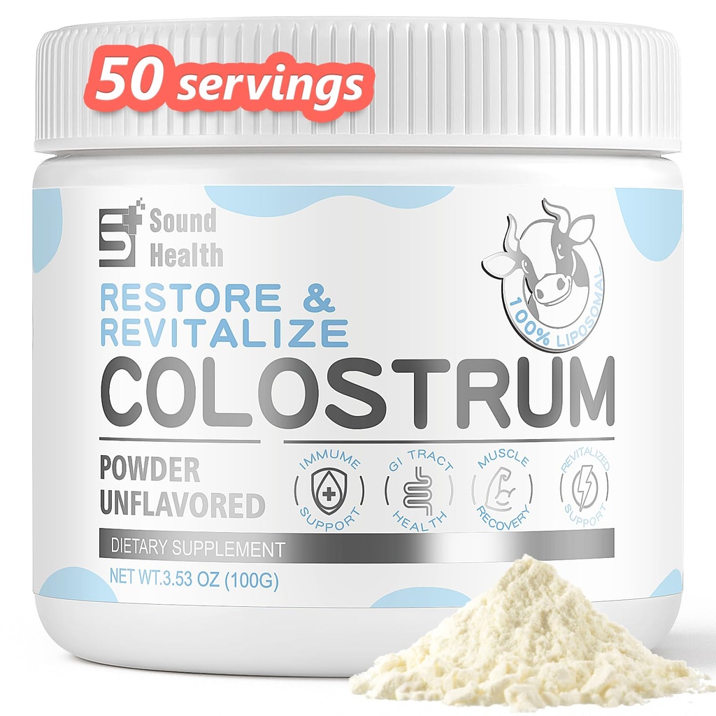 אבקת תוסף Colostrum עבור בני אדם - תוסף אורגני Bovine Colostrum עבור Gut Health, Hair growth, Beauty, and Immune Support - Unflavored (50 משרתים)