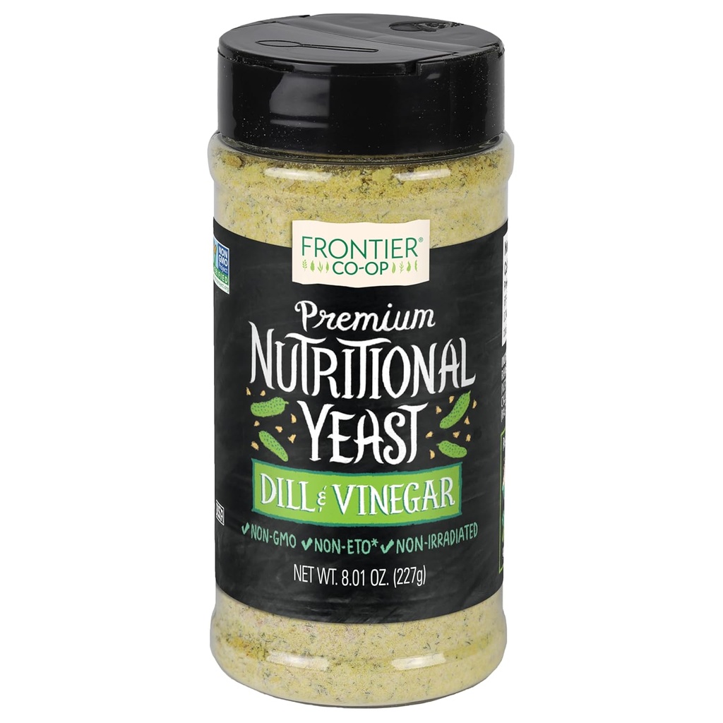 האותיות הקטנות של Frontier Dill & Vinegar Nutritional Yeast, 8.01 Ounce