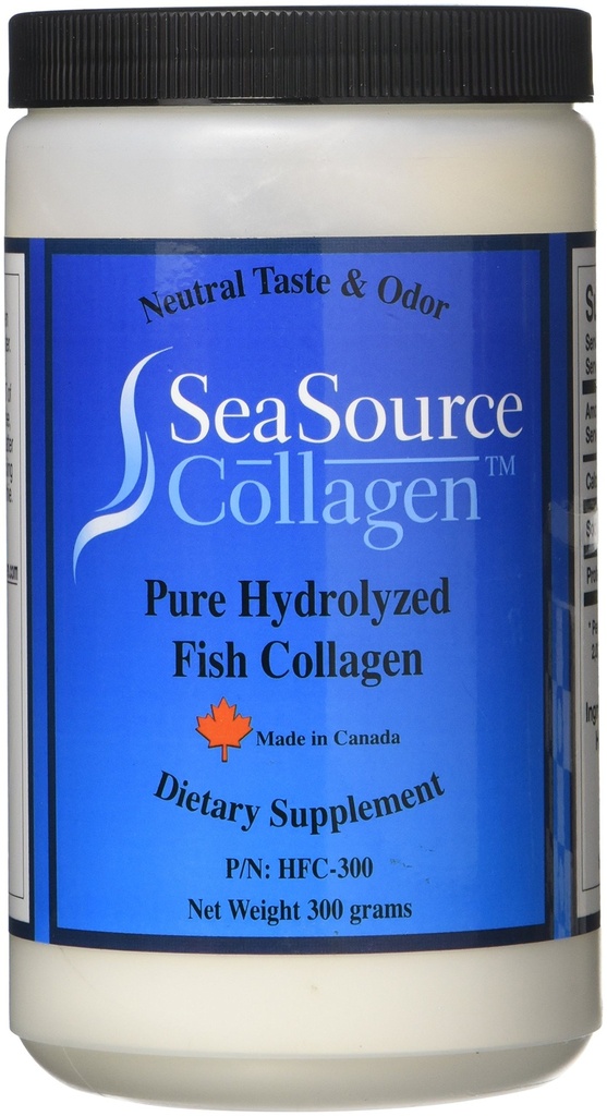 SeaSourceTM Collagen Pure HYDROLYZED Fish Collagen Dietary אבקת תוספי תזונה - Made in Canada from the Skins of Wild Catch Cod.