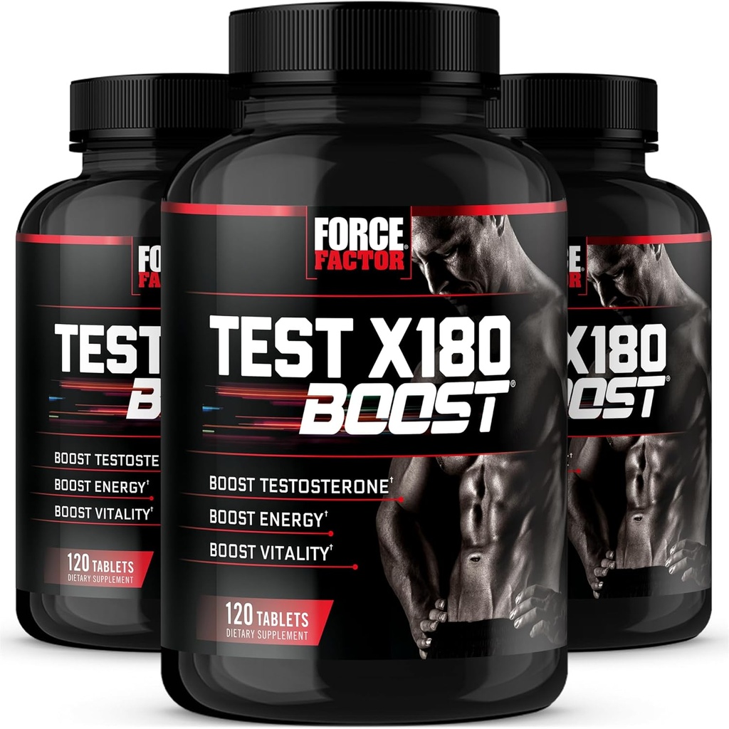 Power Factor Test X180 Boost, טסטוסטרון Booster and Energy Supplement for Men, Boost Energy, להגביר את Stamina, ולשפר את Vitality, עם D-Aspartic Acid ו- Fenugreek, 120 Count (Pack of 3)