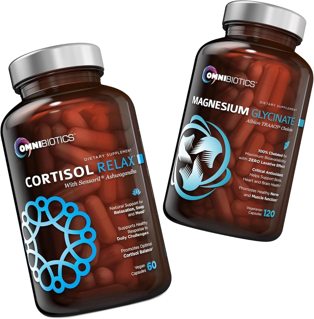 OmniBiotics Cortisol להירגע תוסף + מגנזיום Glycinate