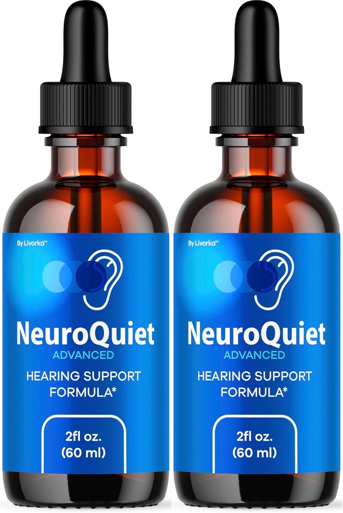 (2 Pack) NeuroQuiet Drops - רשמי Neuro Quicket Daily שמיעה תומך כל נוזל טבעי נוזל נוזל מתקדם פורמולה עבור בריאות אוזניים, ביקורת ביקורת אורנות ואוזן פנימית, 2 בקבוקי 2 חודשים