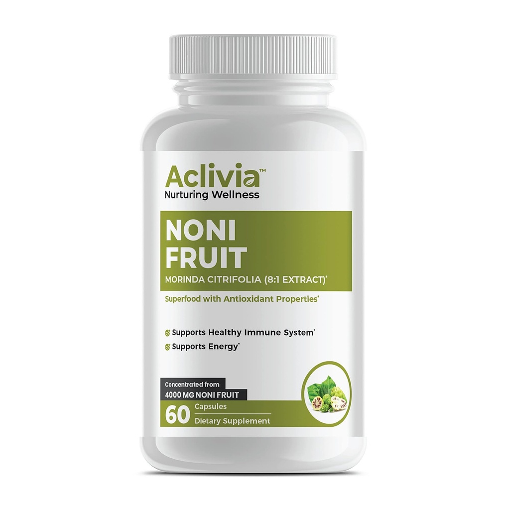 תוצרת הוואי Noni פירות כמוסות 4000 מ"ג - Morinda Citrifolia תוסף - non-GMO, Gluten-Free, USA Made, No Artificial Additives (60 Count)