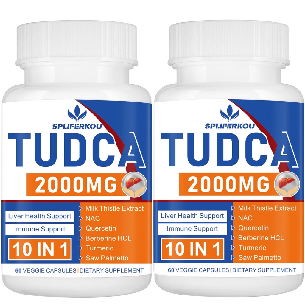 2000mg Tudca Liver תומך תוסף, Tudca Bile מלח עם חלב Thistle ו Nac, 120 קפסולות עבור 60 ימים, Support for Liver, Detoxification, מערכת החיסון