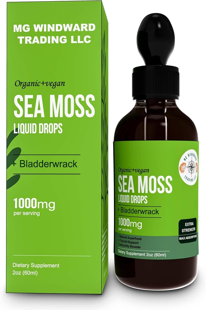 ים אורגני Mossss נוזל טיפות | 30,000 MG | Sea Moss with Bladderwrack, Elderberry | 4X Stronger Organic Sea Mosss Than Pills and כמוסות לחיים בריאים לחלוטין! 1 בקבוק