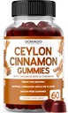 Ceylon Cinnamon Gummies (60 Count) Apple Cider Vinegar Cinnamon, Turmeric, Berberine & Geneseng for Digest כולל תמיכה ב-Ceylons - Vegan Safe & USA Made Made Made
