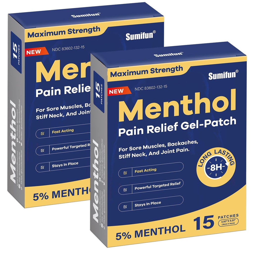 Sumifun 5% Menthol Pain Relief Patches - 30 Count Pain Patches for Neck, Shoulder, Elbow, Knee & Back Pain הקלה - Back Pain Relief מוצרים - Menthol מקסימום כאבי ראש