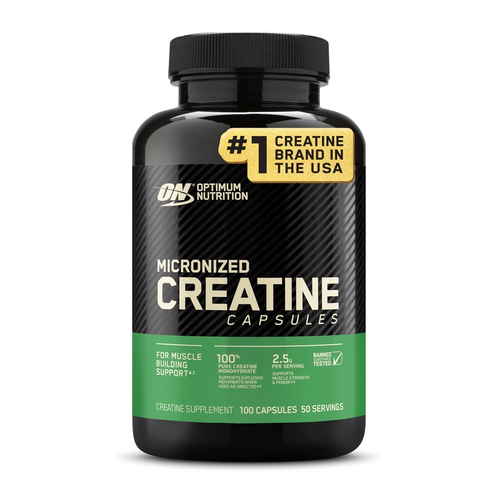 אופטימוס תזונה Micronized Creatine Monohydrate קפסולות, Keto Friendly, 2500 מ"ג, 100 קפסולות