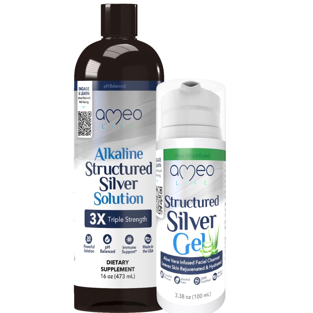 Ameo Life Colloidal Silver Gel with Aloe Vera & Colloidal Silver נוזל Bundle