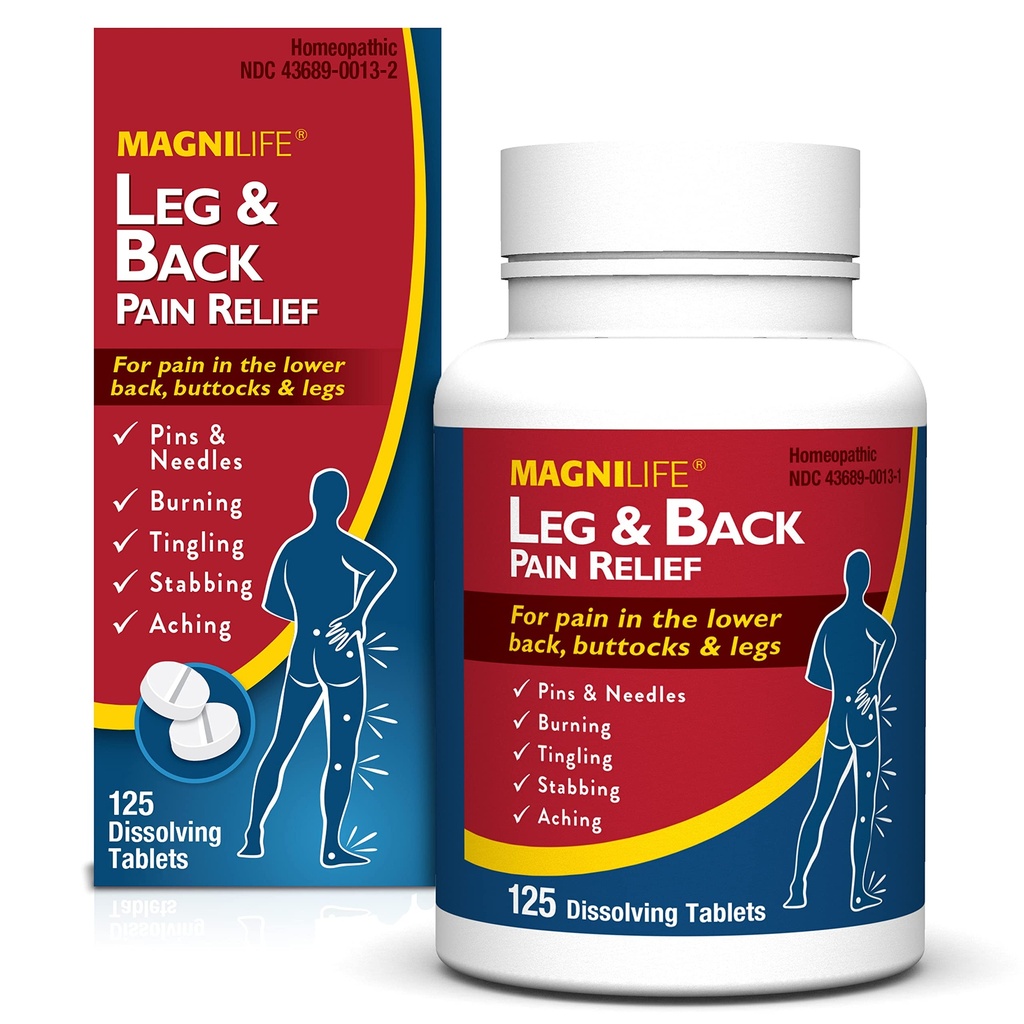 MagniLife Leg & Back Pain הקלה, הקלה בכאב מהיר, באופן טבעי Soothe Burning, Tinglinginging and Stapping Pains, Symptomatic or Preventative, 125 טבליות Quick-Dissolve