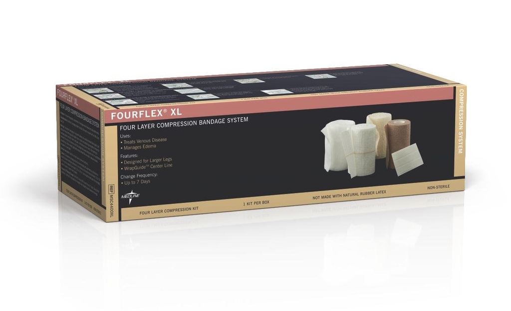 מדליין Fourflex XL 4Layer Compression System, Size XL, יעיל עבור אי ספיקת צ'רוניקה, מקרה של 8 Kits