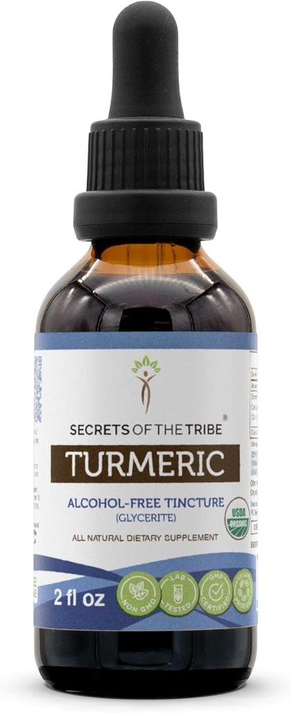 Turmeric אלכוהול חינם לחלץ, USDA אורגני Turmeric (Curcuma Longa) Dried Root (2 floz)