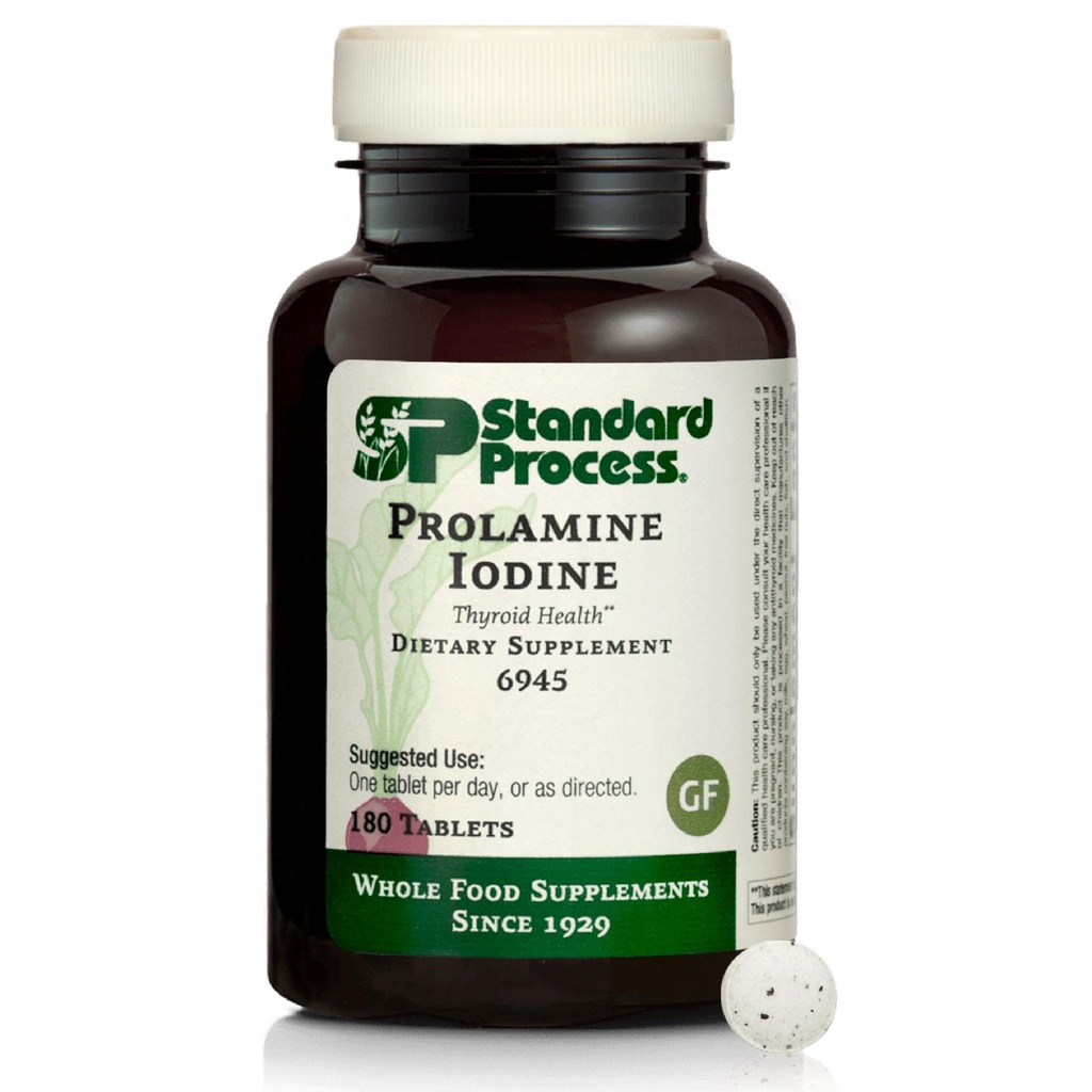 תהליך סטנדרטי Prolamine Iodine Thyroid Health Dietary - טבעוני, Gluten-Free, non-Dairy, & Non-Soy - Essential Endocrine Support - 180 טבליות