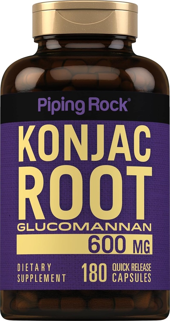 Piping Rock Glucomannan קפסולות 600 מ"ג | 180 Pills | Kenjac Root סיבים