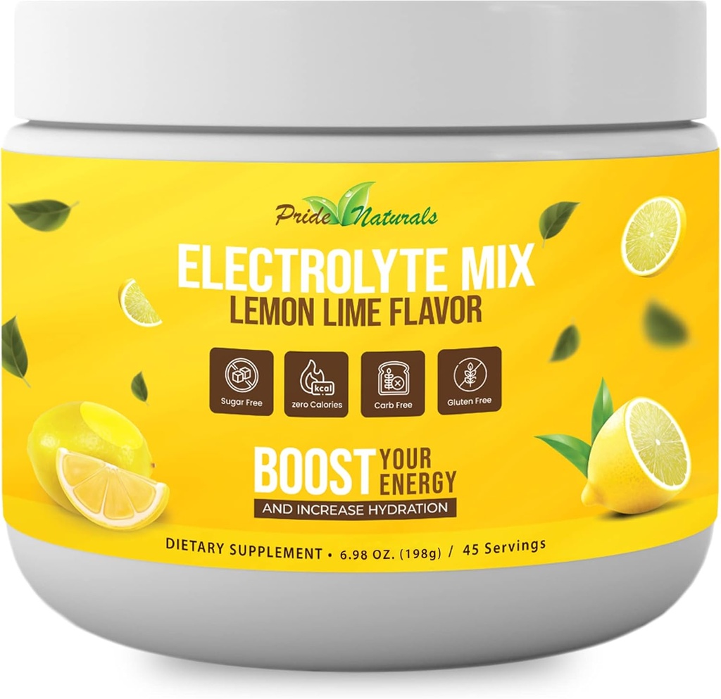 אבקת אלקטרוליט - מרעננים את Workout Recovery Electrolytes, Sugar Free, Gluten Free & Vegan, Pure Keto & Paleo hydrotion Beverage, Immune Boosting ויטמינים (198 גרמים, לימון Lime)