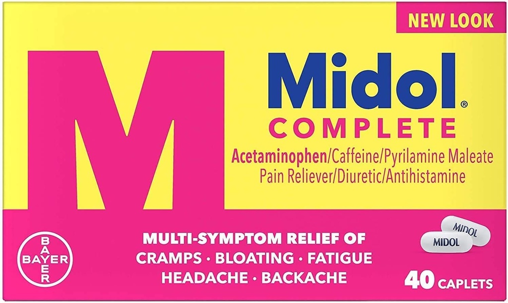 Midol השלם כוח מקסימלי כאב Reliever Caplets 40 ea (Pack של 4)