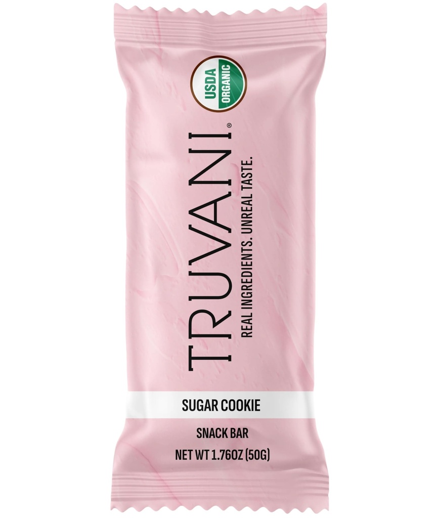 Truvani Plant Based חטיףs | סוכר עוגיות 1 Pack | 6g חלבון | USDA אורגני ו טבעוני | The Only Bar | חלב, Soy, and Gluten Free | Individually Wrapped