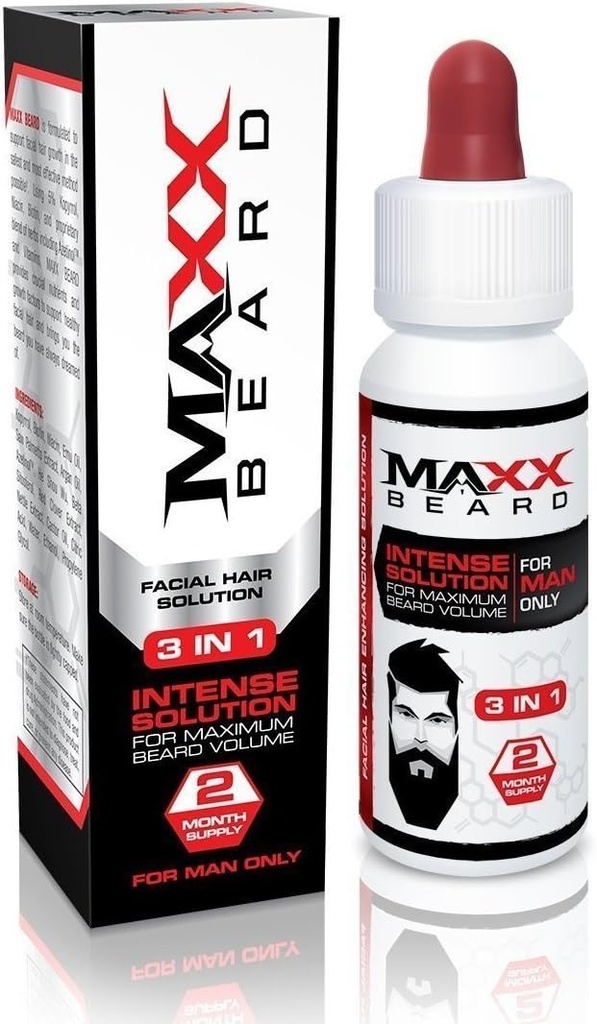 Maxx Beard -#1 Beard Growth Solution, פתרון טבעי לאספקת נפח כפול