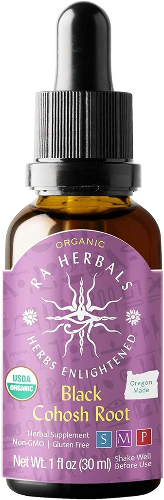 Ra Herbals אורגני Black Cohosh נוזל לחלץ - תמיכת Menopause - 1 fl oz
