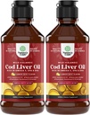 האיסלנדית שנתפסה ב-Cod Liver Oil נוזלי - שמן דגים טיפות עם אומגה 3, EPA, DHA, ויטמין D & A - נוזל Cod Liver תוספת עבור הלב, משותף, המוח ותמיכה החיסון - 240 מ"ל (8Ounce) 2 Pack