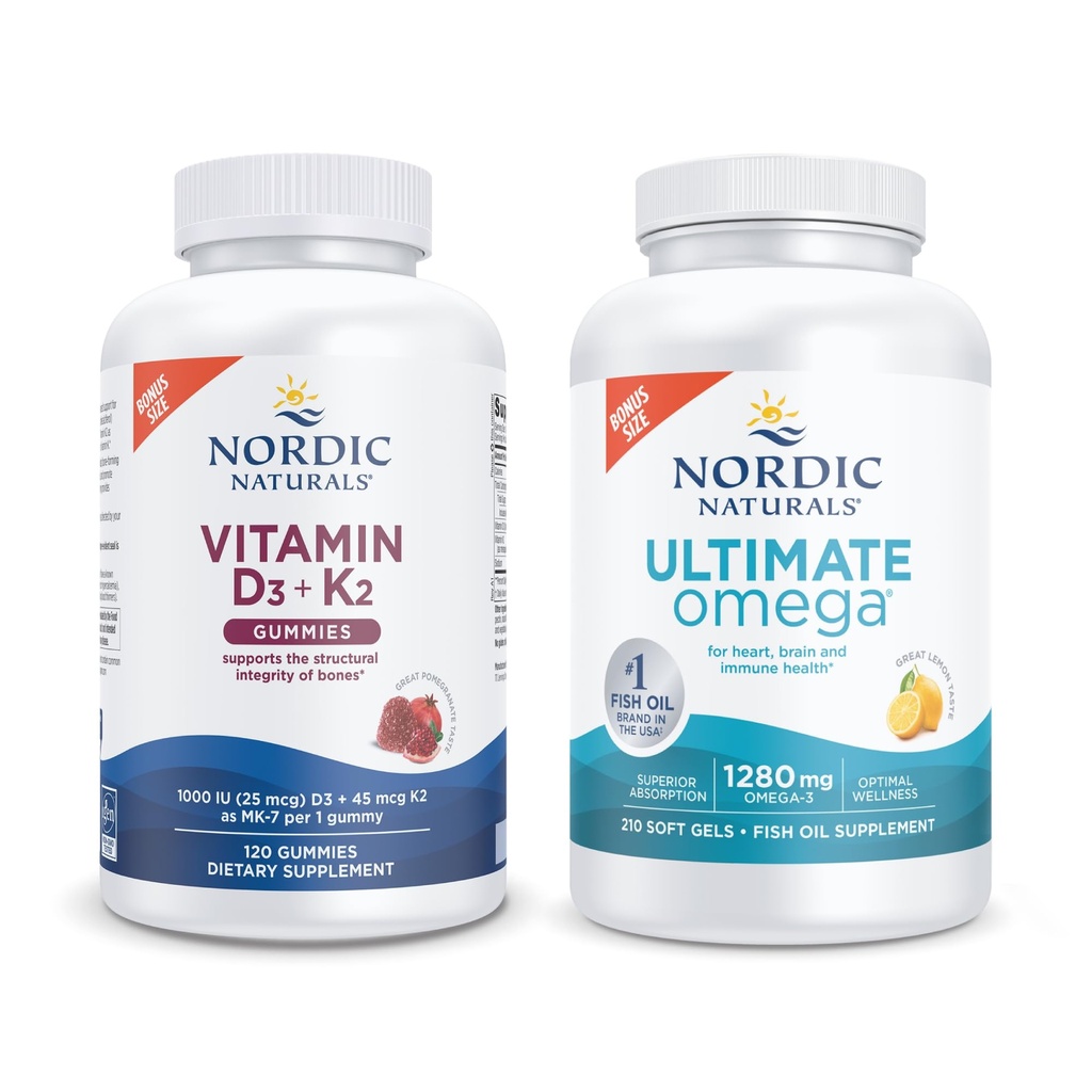 Nordic Naturals Starter Pack - ויטמין D3+K2 Gummies, Ultimate אומגה