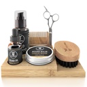 Striking Viking Beard Growth Kit - 7-Piece Set, Sandalwood Scent & Caddy - Oil & Balm עם Beard Brush, כפול-Sided Comb & Scisors בתוספת מוסטמב עבור Grooming & Styling