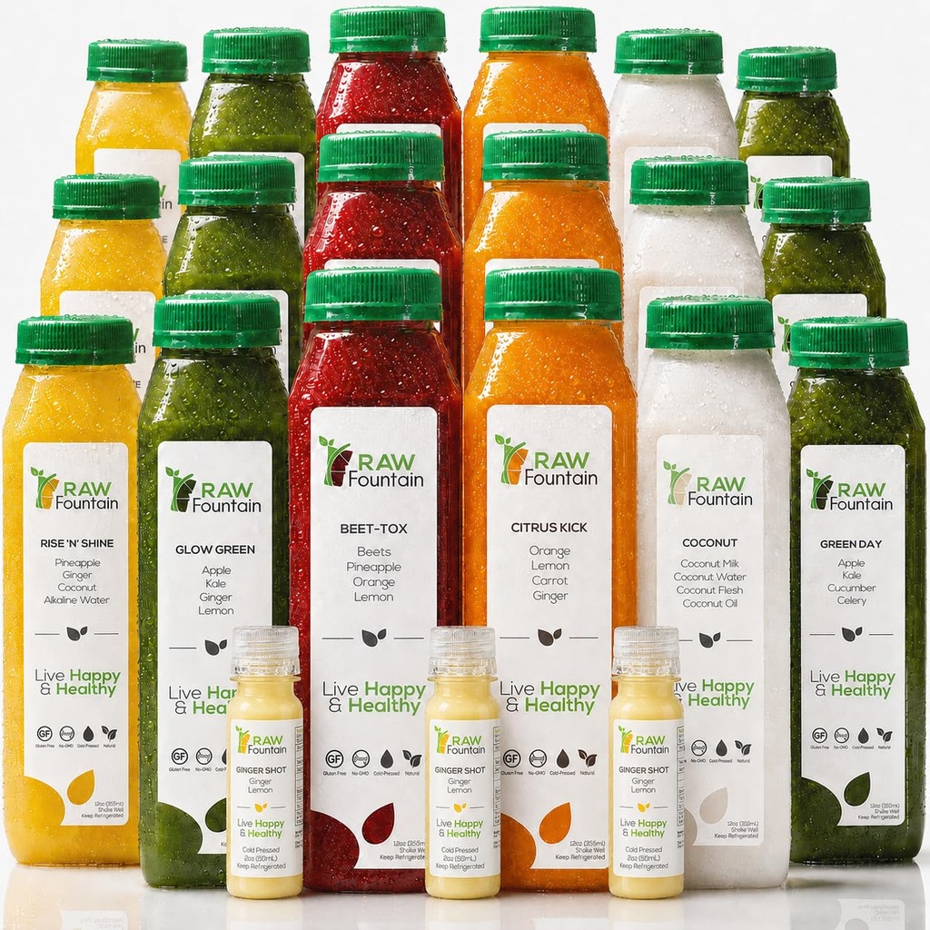 3 ימים ג'וש ניקוי על ידי Raw, All Natural Raw Detox ניקויse, Juicing for Body Rest, Cold Pressed Juice Fast, Great Way to Jumpstart a Healthier Diet, 18 בקבוקים 12oz, 3 ג'ינג'ר יורה