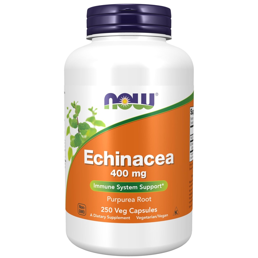 עכשיו תוספים, Echinacea (Purpurea Root) 400 מ"ג, תמיכה במערכת החיסון *, 250 קפסולות Veg