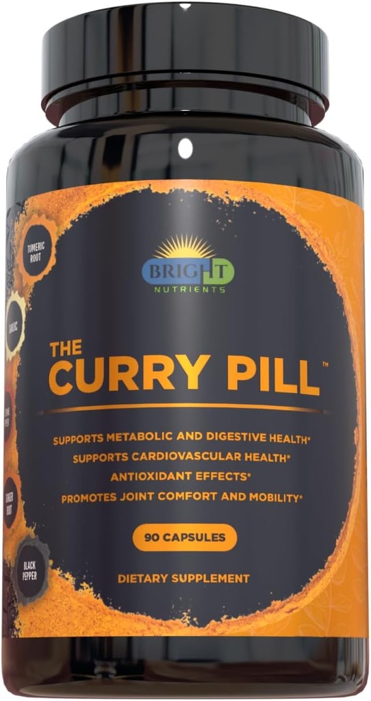 The Curry Pill - 90 Count Dietary Supplement with High-Curcumin Turmeric, Garlic, ג'ינג'ר, קייאן ופפר שחור