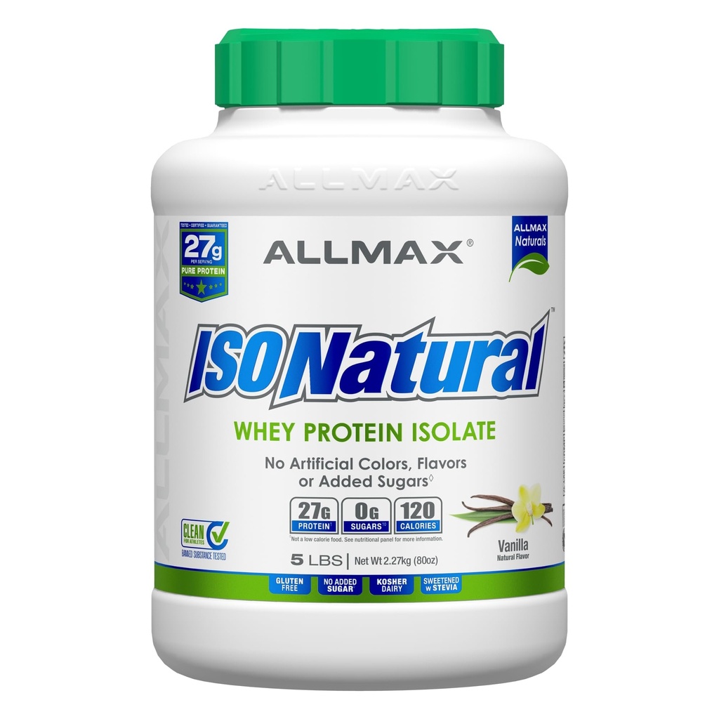כל התזונה המקסימה ISONATURAL חלבון Whey חלבון Isolate, Vanilla - 5 lb - 27 גרמים של חלבון Per Scoop - Zero Fat & Sugar - 99% Lactose חינם - עם Prebiotics - No Artificial Flavors - 73 משרתים