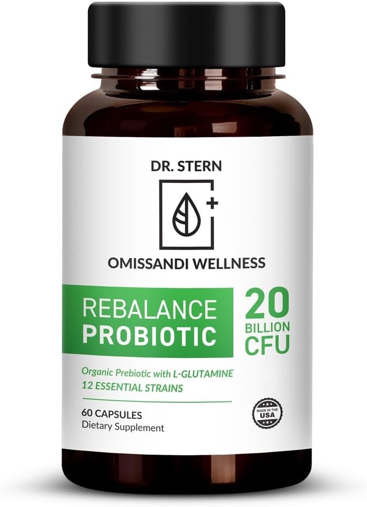 BIO-ESSENTIALS, Reמאזן Proביוטיקה - ד"ר איאן שטרן פורמולה - עבור עליונות ותחמושת - W / אורגני Prebiotic & L-Glutamine - 20 מיליארד CFU - 60 קפסולות