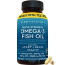 Viva Naturals Triple Power אומגה 3 פילות שמן דגים - 2500 מ"ג גבוה פורמולה עם 2250 מ"ג אומגה 3 חומצות שומן (כולל EPA, DHA, DPA) בצורת rTG עבור Absorption - IFOS מוסמך, Softgels 90