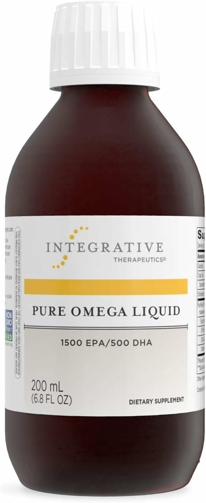 Integrative Therapeutics Pure אומגה נוזלי - תוספת שמן דגים לתמיכה תזונתית - תמיכה בריאות הלב * - No Fishy Burps - Sustainably Sourced - חלב חינם - לימון, 6.8 oz (40 משרתים)