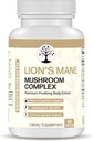 Lions Mane Mushroom תוסף - Premium Fruiting Body Extracting - עם Chaga, Maitake, Shitake, Reishi - Mood, Brain and Immune Support, Fitogen - Non-GMO - 60 קפסולות טבעוניות