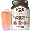 אבקת חלבון טבעוני KOS אבקת Erythritol חינם, שוקולד - אורגני פי חלבון תערובת, צמחי מבוסס על מזון עשיר בוויטמינים & מינרלים - Keto, חלב חינם - החלפת Meal עבור נשים וגברים, 28 משרתים