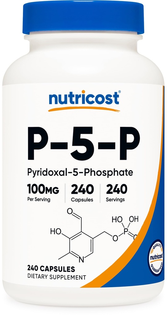 ויטמין P5P ויטמין B6 תוסף 100 מ"ג, 240 קפסולות (Pyridoxal-5-Phosphate) - Vegetarian Friendly, non-GMO, Gluten Free