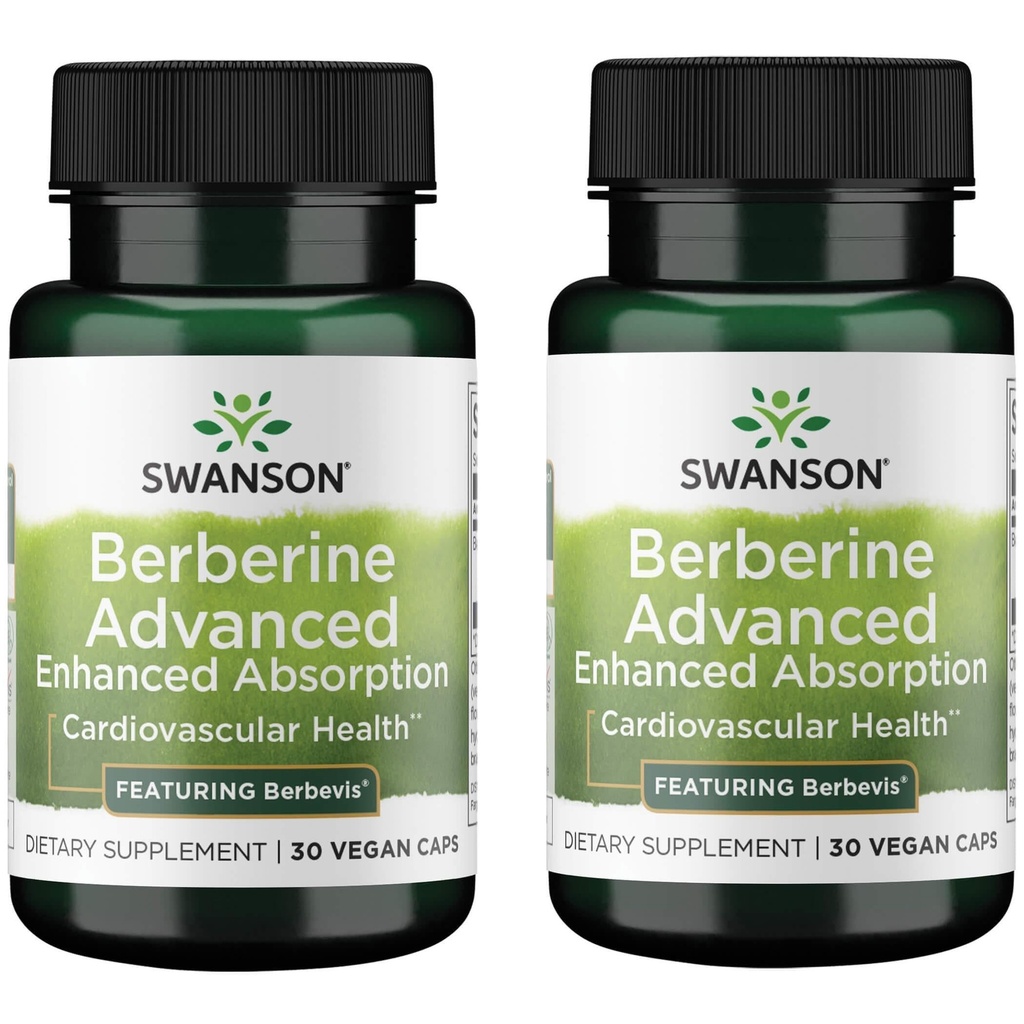 Swanson Berberine Advanced Enhanced Absorption - כולל Berbevis 550 מ"ג 30 Veg Caps (2 Pack)