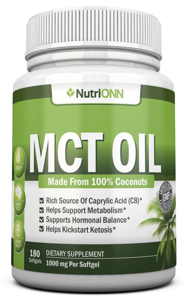 שמן MCT - 3000 מ"ג פרי - 180 Softgels - עשוי מ-100% קוקוס אורגני - לא GMO, קר Pressed, Paleo Friendly כמוסות - גדול עבור Focus & Gut בריאות