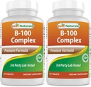 Best Naturals B 100 Complex 120 טבליות (B Complex ויטמינים) (120 Count (Pack of 2))