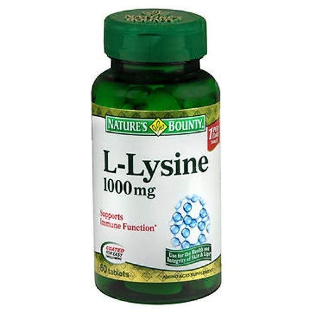 Nature's Bounty L-Lysine 1000 מ"ג טבליות 60 ea (Pack of 12)