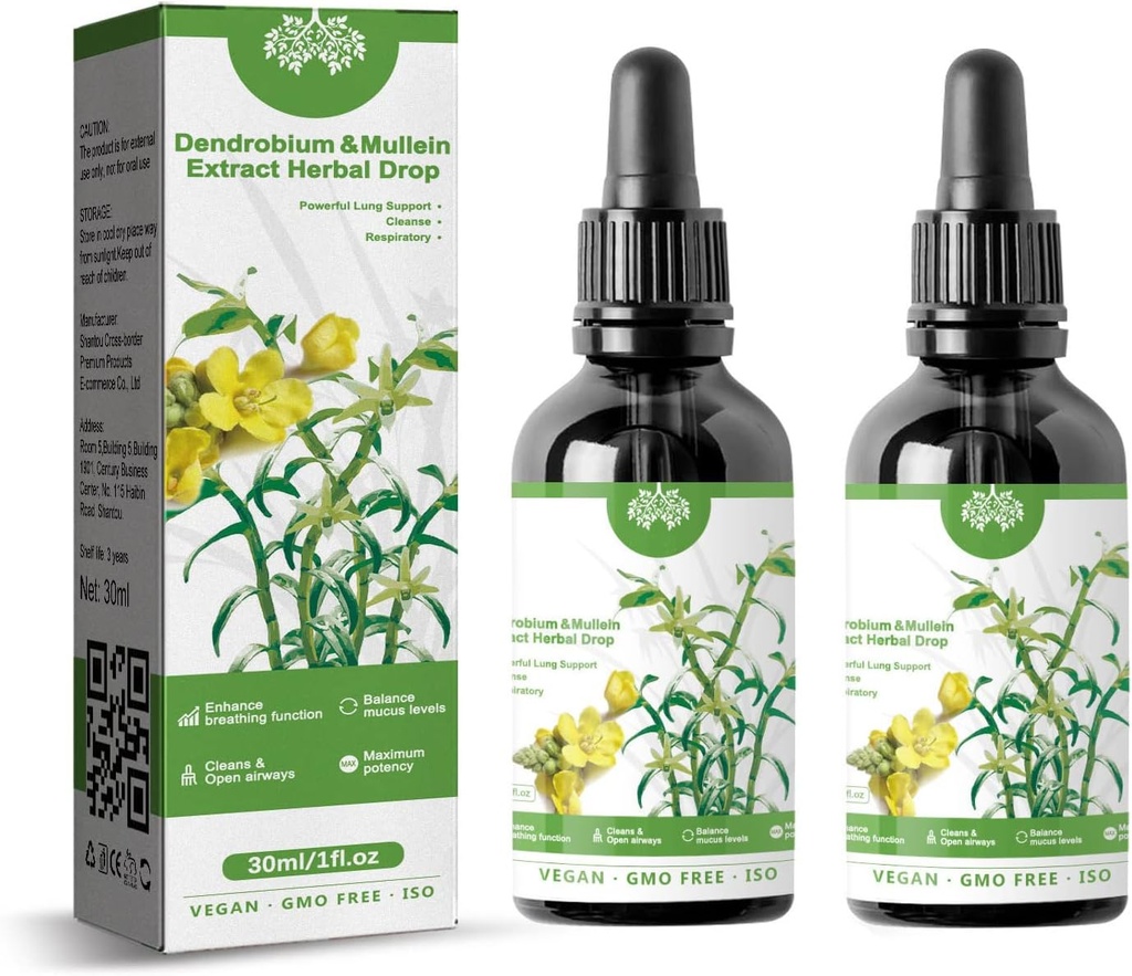 Dendrobium & Mullein לחלץ Herbal Drops Powerful Lung תמיכה, Dendrobium & Mullein לחלץ Herbal Drops, Herbal Care Essence(2pcs)